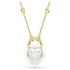 Idyllia pendant Mixed cuts, Heart, White, Gold-tone plated