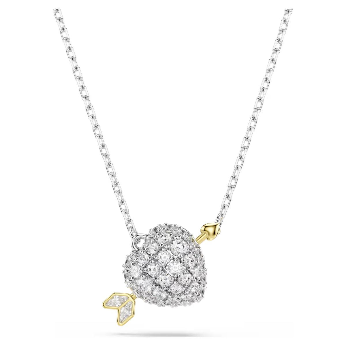 Idyllia pendant Mixed cuts, Heart, White, Mixed metal finish