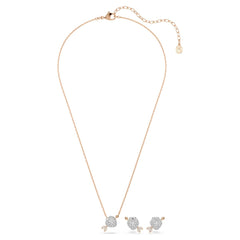 Idyllia set Mixed cuts, Heart with arrow, White, Rose gold-tone plated