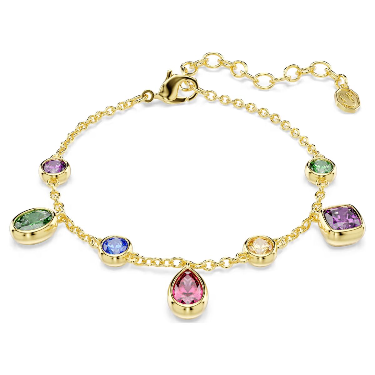 Imber bracelet Mixed cuts, Multicolored, 18K gold plated