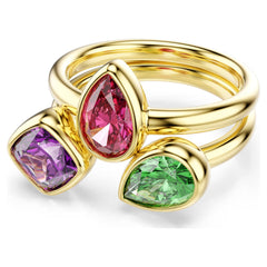 Imber cocktail ring Set (2), Mixed cuts, Multicolored, 18K gold finish
