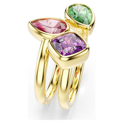 Imber cocktail ring Set (2), Mixed cuts, Multicolored, 18K gold finish