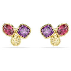 Imber stud earrings Mixed cuts, Multicolored, 18K gold plated