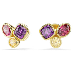 Imber stud earrings Mixed cuts, Multicolored, 18K gold plated