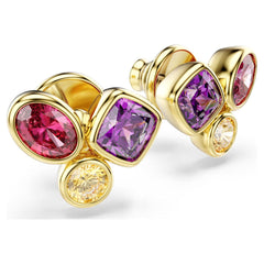 Imber stud earrings Mixed cuts, Multicolored, 18K gold plated