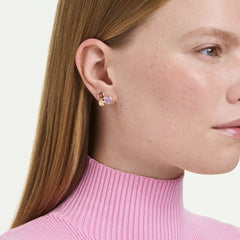 Imber stud earrings Mixed cuts, Multicolored, 18K gold plated
