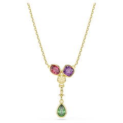 Imber Y pendant Mixed cuts, Multicolored, 18K gold plated