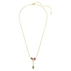 Imber Y pendant Mixed cuts, Multicolored, 18K gold plated