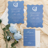 Wavy Flat Card w/ 3D Acrylic Monogram Invitation