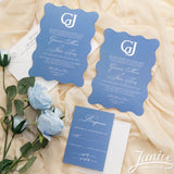 Wavy Flat Card w/ 3D Acrylic Monogram Invitation