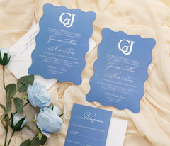 Wavy Flat Card w/ 3D Acrylic Monogram Invitation