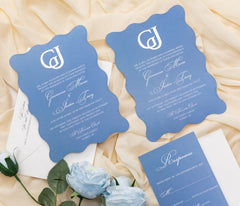 Wavy Flat Card w/ 3D Acrylic Monogram Invitation