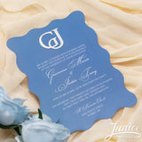 Wavy Flat Card w/ 3D Acrylic Monogram Invitation