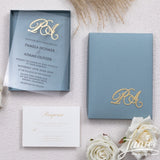 Dusty Blue Box Acrylic Wedding Invitation