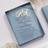 Dusty Blue Box Acrylic Wedding Invitation