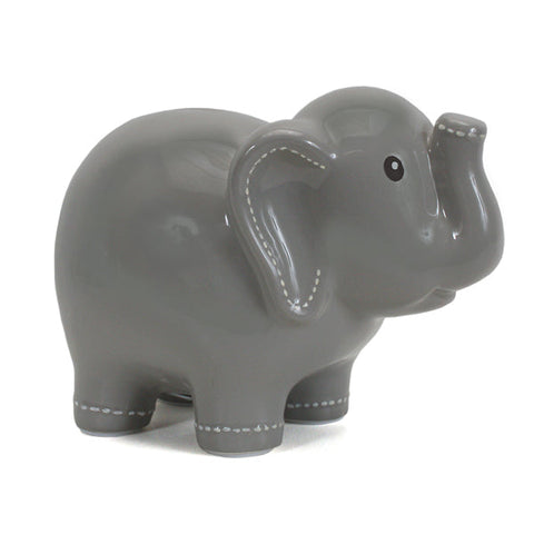 Large Stitched Elephant Bank Grey