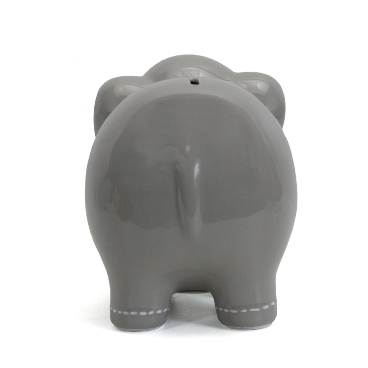 Large Stitched Elephant Bank Grey
