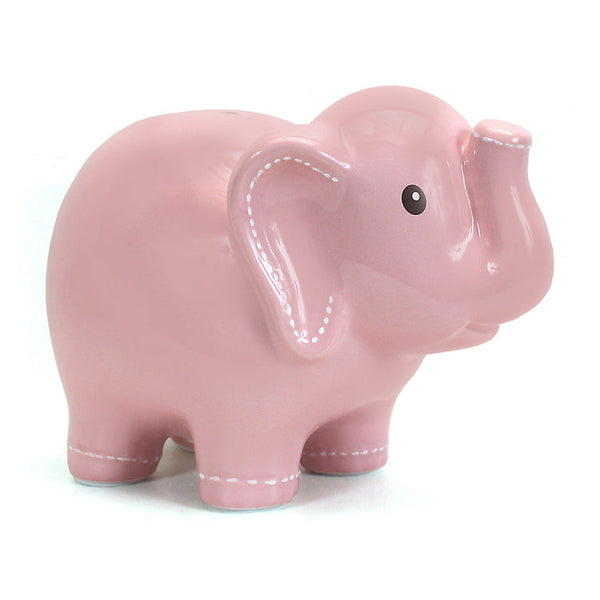 Large Stitched Elephant Bank Pink