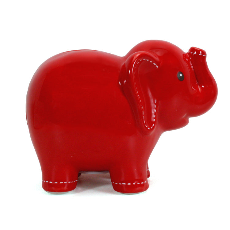 Large Stitched Elephant Bank Red