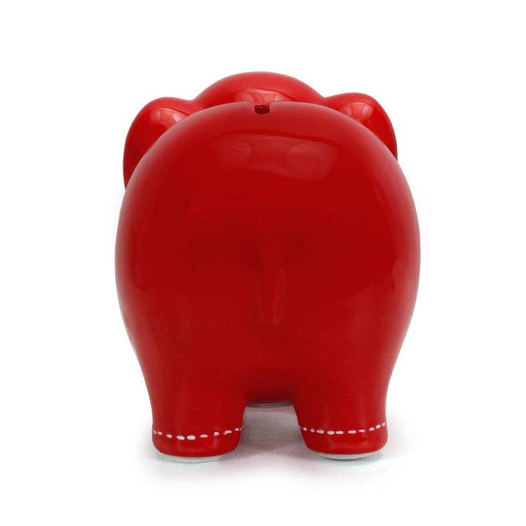 Large Stitched Elephant Bank Red