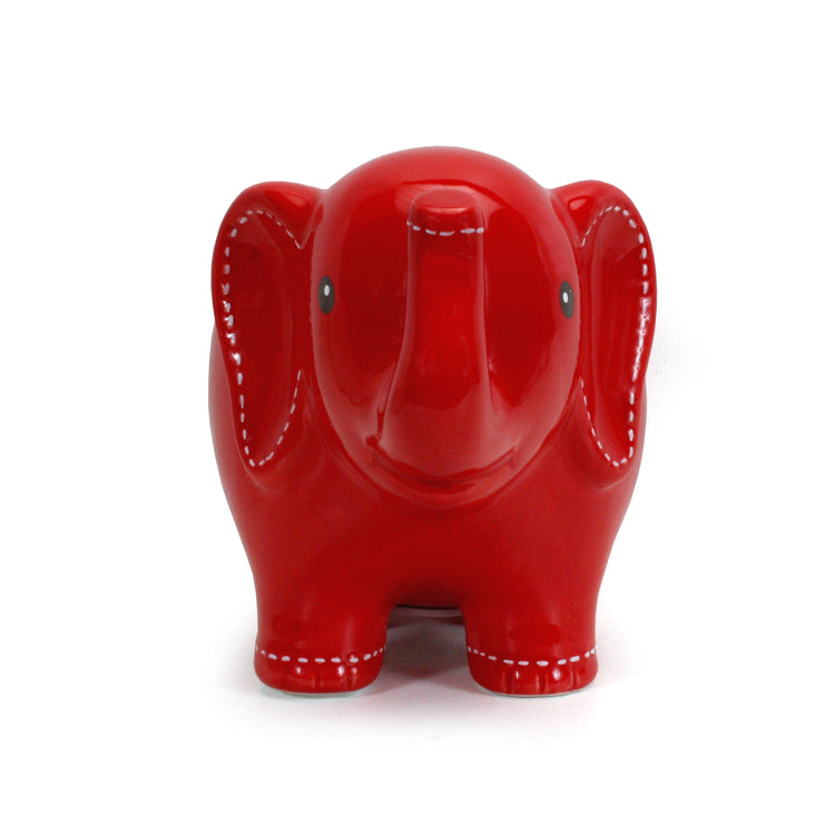 Large Stitched Elephant Bank Red