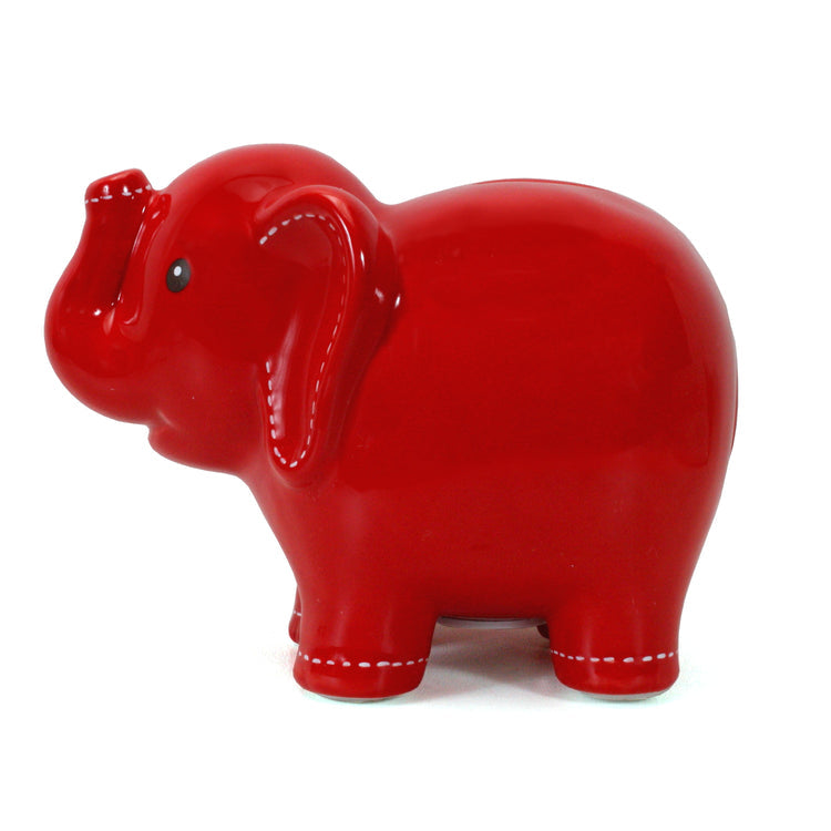 Large Stitched Elephant Bank Red