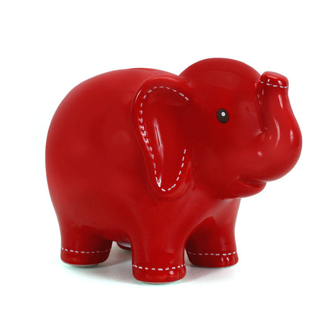 Large Stitched Elephant Bank Red