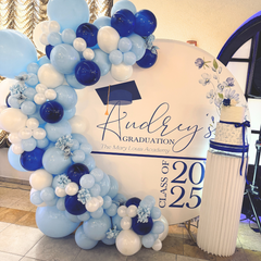 Elegant Graduate Backdrop in Blue & White