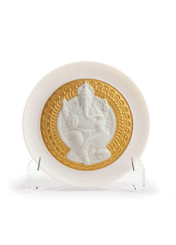 Lord Ganesha Decorative Plate. Golden Lustre