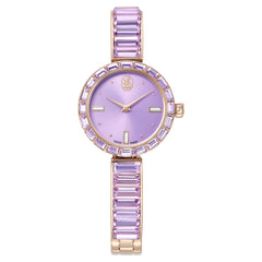 Matrix bangle watch Swiss Made, Crystal bracelet, Purple, Champagne gold-tone finish
