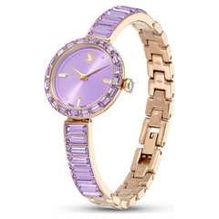 Matrix bangle watch Swiss Made, Crystal bracelet, Purple, Champagne gold-tone finish