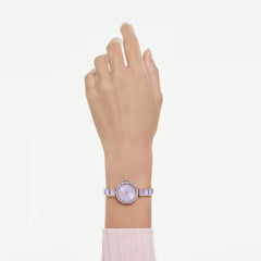 Matrix bangle watch Swiss Made, Crystal bracelet, Purple, Champagne gold-tone finish