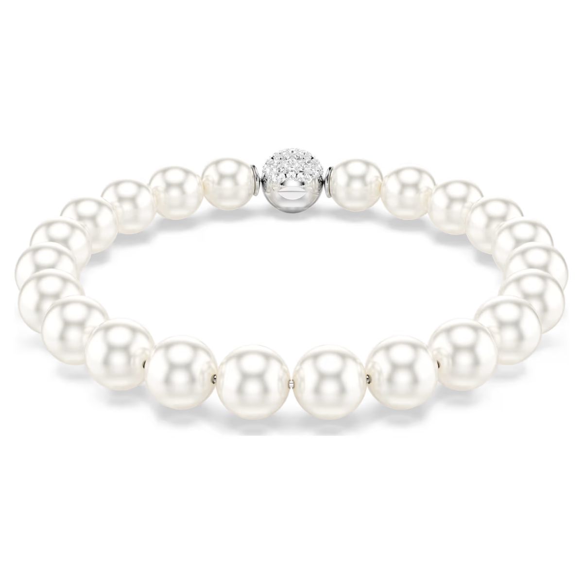 Matrix bracelet Crystal pearl, White, Rhodium plated