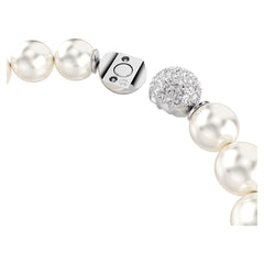 Matrix bracelet Crystal pearl, White, Rhodium plated