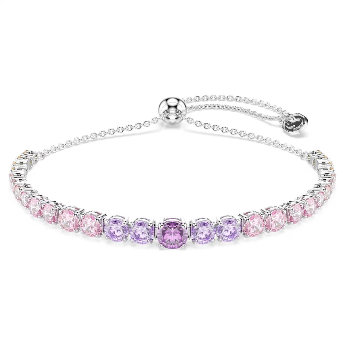 Matrix bracelet Gradient of round cuts, Multicolored, Rhodium plated