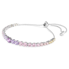 Matrix bracelet Gradient of round cuts, Multicolored, Rhodium plated