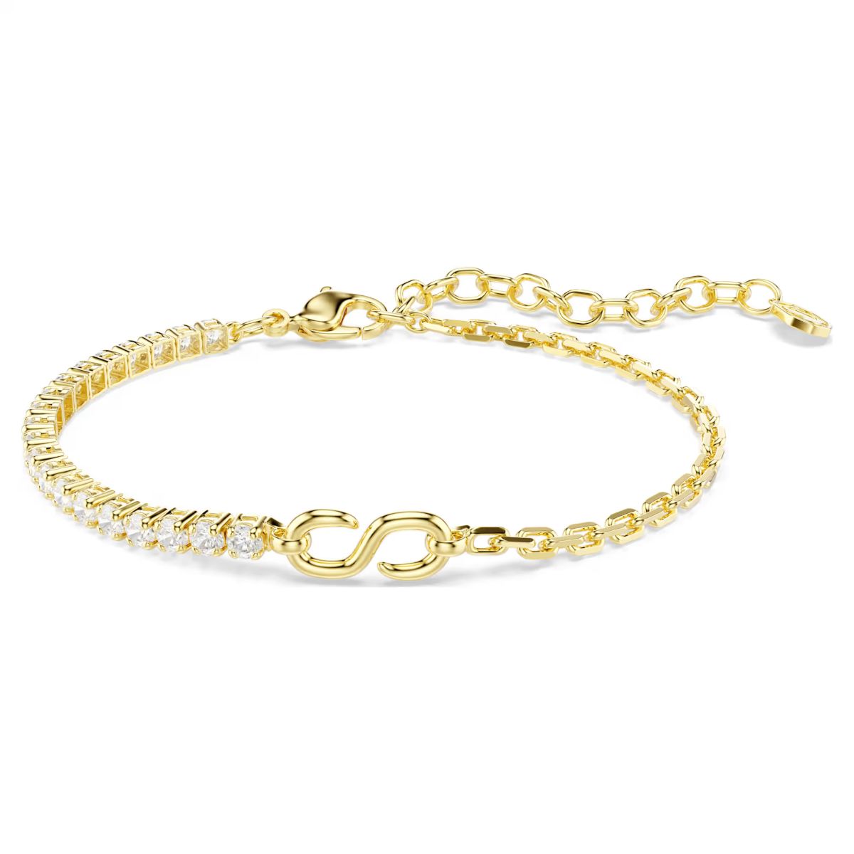 Matrix bracelet Round cut, White, 18K gold plated
