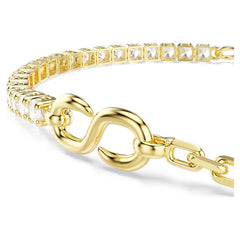 Matrix bracelet Round cut, White, 18K gold plated