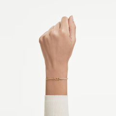 Matrix bracelet Round cut, White, 18K gold plated