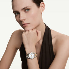 Matrix date watch Swiss Made, Metal bracelet, Rose gold tone, Mixed metal finish