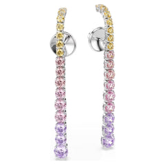 Matrix drop earrings Gradient of round cuts, Multicolored, Rhodium plated