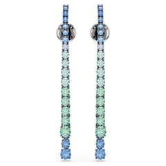 Matrix drop earrings Gradient of round cuts, Multicolored, Ruthenium plated