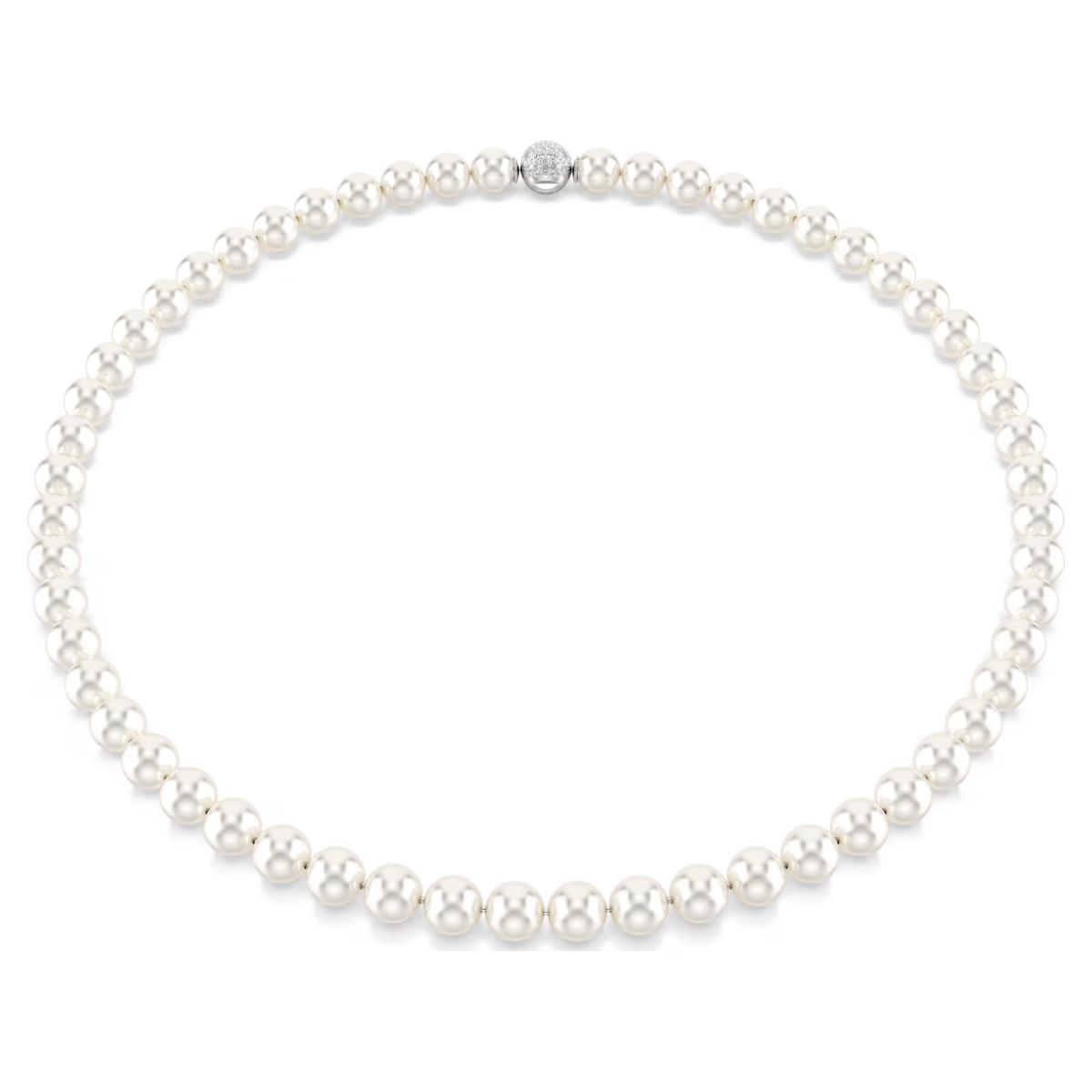 Matrix necklace Crystal pearl, White, Rhodium plated