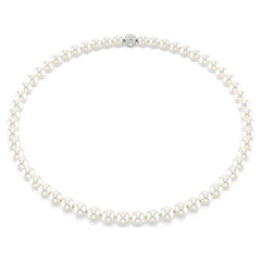 Matrix necklace Crystal pearl, White, Rhodium plated