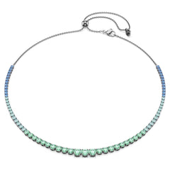 Matrix necklace Gradient of round cuts, Multicolored, Ruthenium plated