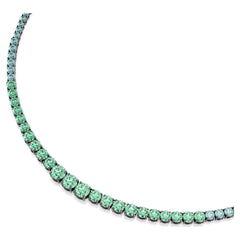 Matrix necklace Gradient of round cuts, Multicolored, Ruthenium plated