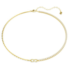 Matrix necklace Round cut, White, 18K gold plated