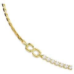 Matrix necklace Round cut, White, 18K gold plated