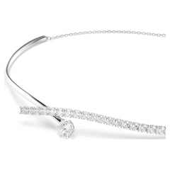 Matrix necklace Round cut, White, Rhodium plated