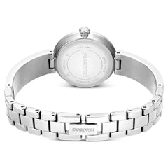Matrix pearl bangle watch Swiss Made, Crystal bracelet, White, Stainless steel